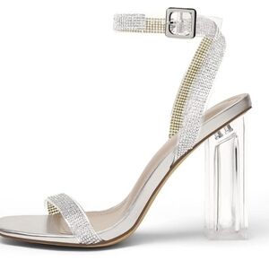 Dream Pairs Silver Rhinestone Glam Heels - Size 8.5